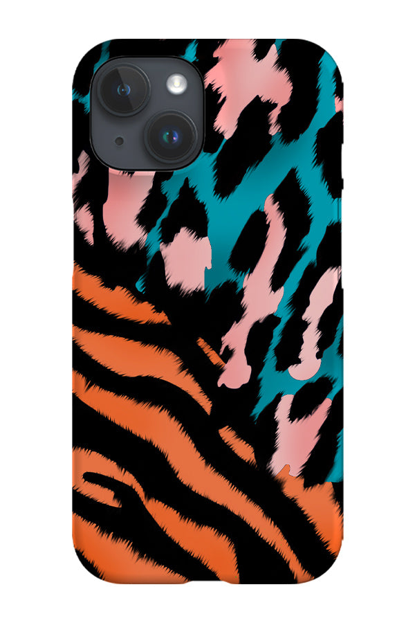 Leopard Zebra Print Phone Case (Orange Blue Peach)