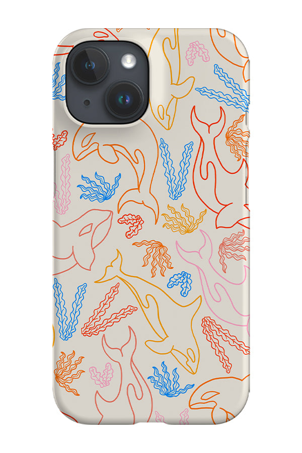 Line Art Orca Coral Reef Phone Case (Bright Multicolour) | Harper & Blake