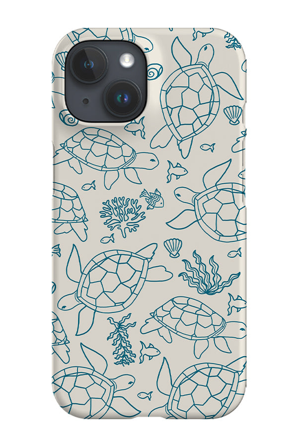 Line Art Turtle Phone Case (Beige Blue) | Harper & Blake