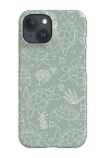 Line Art Turtle Phone Case (Mint)