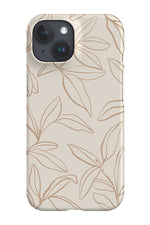 Line Art Willow Leaves Phone Case (Tan)