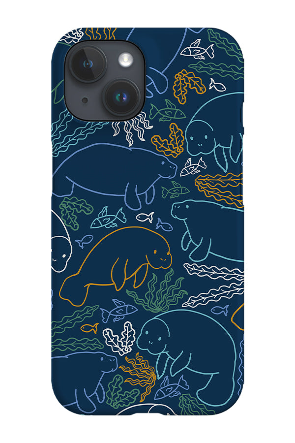 Manatee Coral Reef Scatter Phone Case (Navy Multicolour)