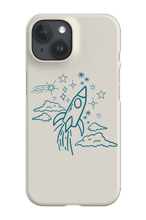 Minimalist Rocketship Phone Case (Beige Blue) | Harper & Blake