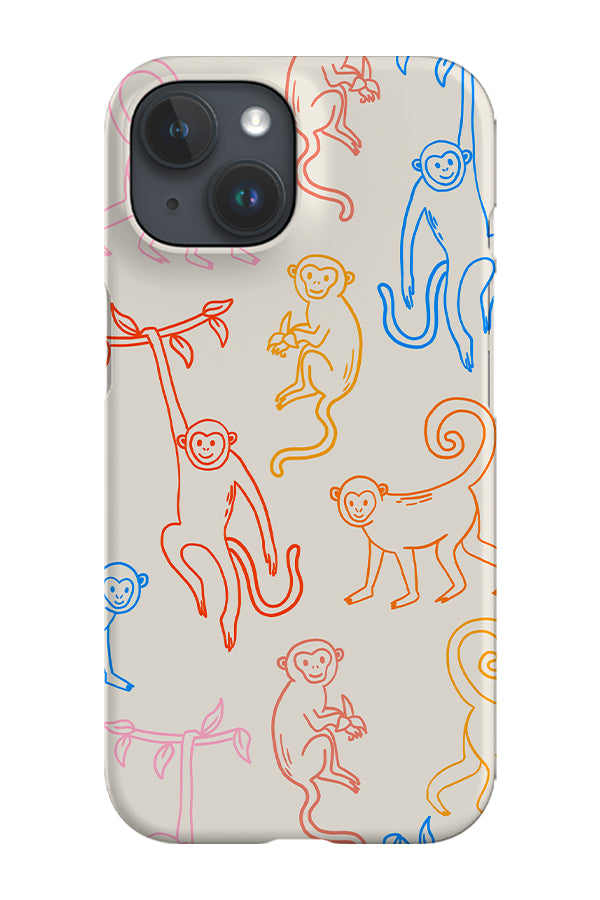 Monkey Line Art Scatter Phone Case (Bright)
