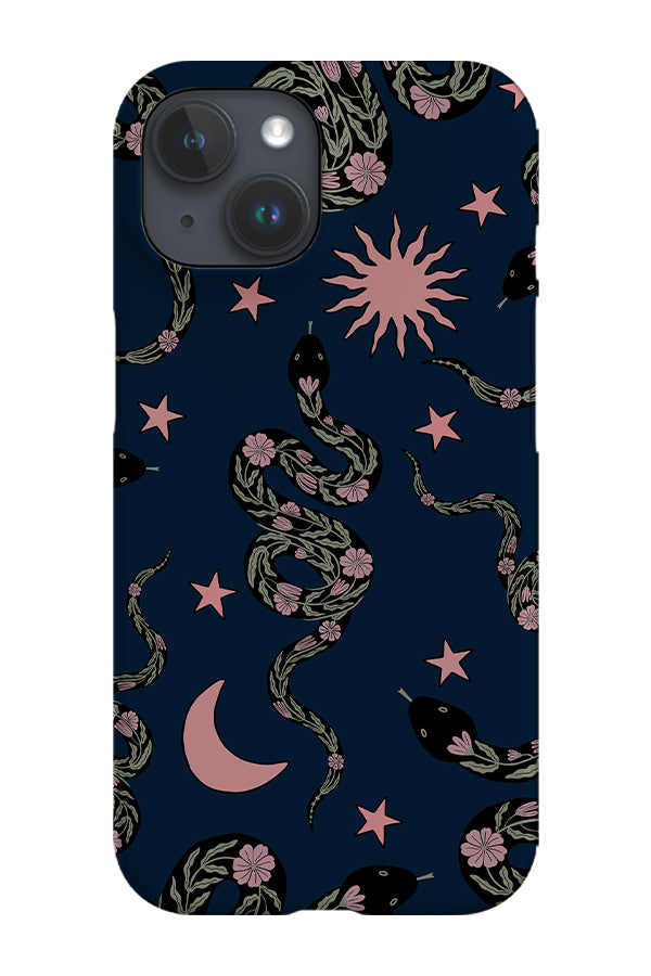 Mystic Flower Snake Phone Case (Dark Blue)