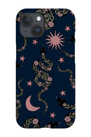 Mystic Flower Snake Phone Case (Dark Blue) | Harper & Blake