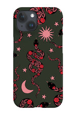 Mystic Flower Snake Phone Case (Dark Green)