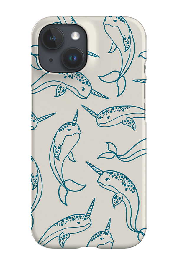 Narwhal Line Art Phone Case (Beige Blue) | Harper & Blake