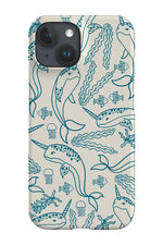 Narwhal Coral Reef Phone Case (Beige Blue)