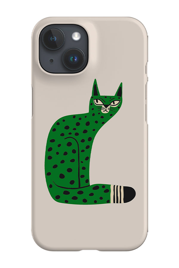Bold Graphic Cat Phone Case (Beige Green)