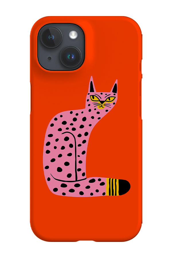 Bold Graphic Cat Phone Case (Orange Pink)