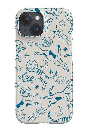 Space Cats Line Art Phone Case (Beige Blue) | Harper & Blake