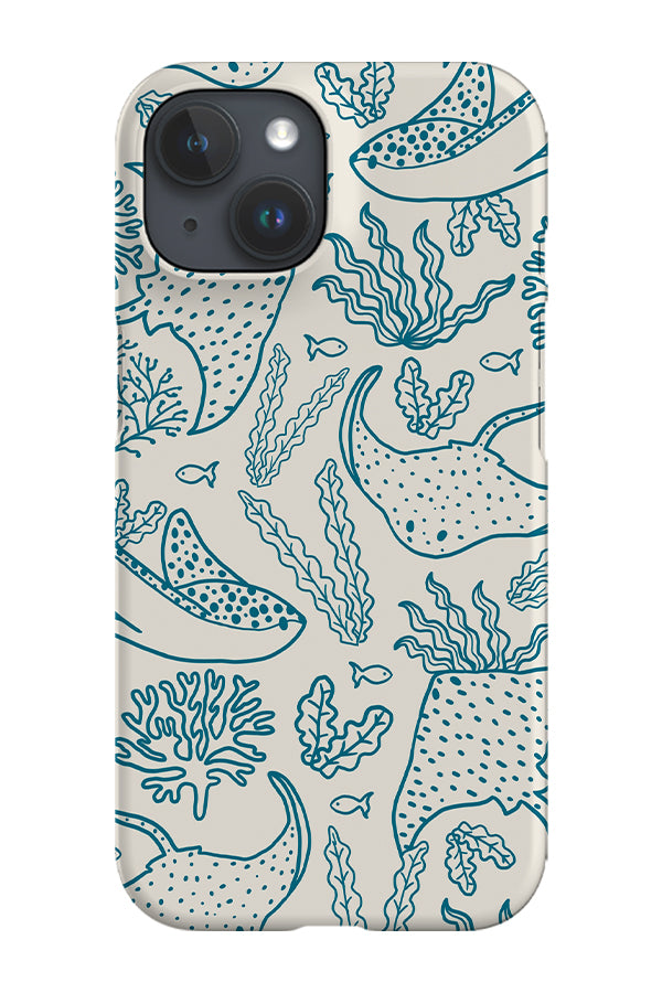 Stingray Plants Line Art Phone Case (Beige Blue) | Harper & Blake