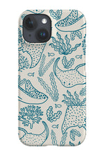 Stingray Plants Line Art Phone Case (Beige Blue)