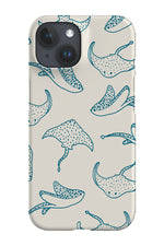 Stingray Line Art Phone Case (Beige Blue)