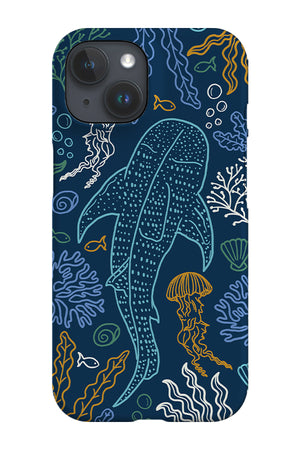 Whale Shark Coral Reef Phone Case (Navy Multicolour) | Harper & Blake