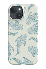 Whale Shark Scatter Phone Case (Beige Blue)