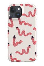 Worms With Hats Scatter Phone Case (Beige)