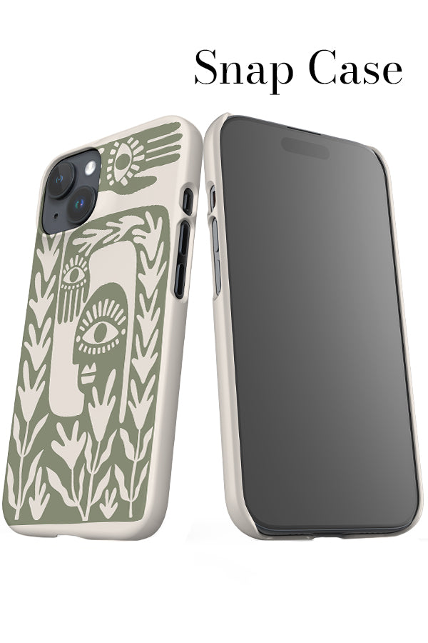 Abstract Face iPhone Snap Phone Case (Linen Moss Green) | Harper & Blake