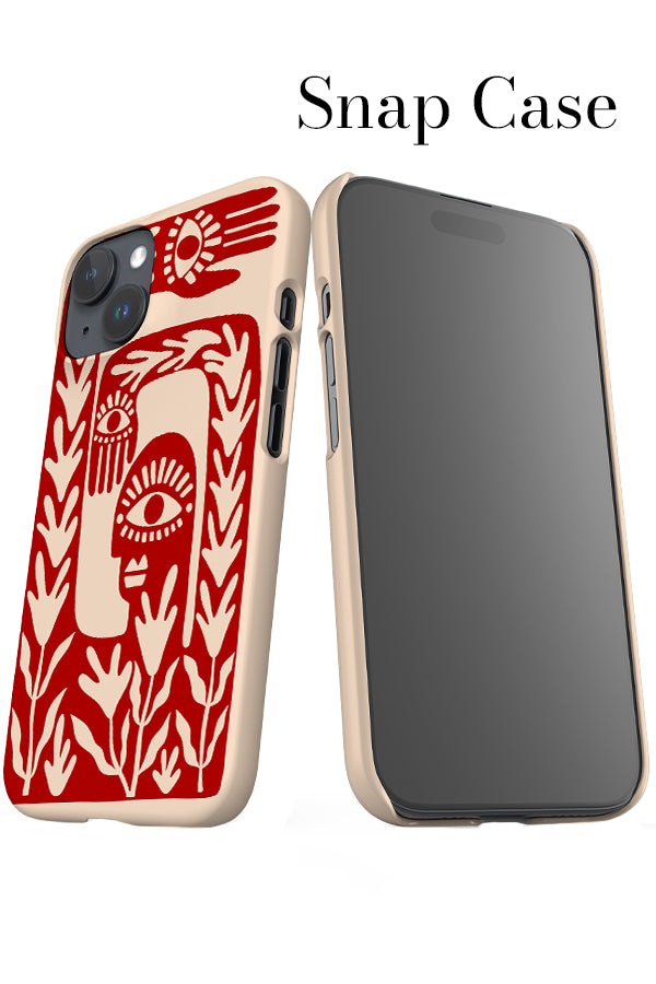 Abstract Face iPhone Snap Phone Case (Off White & Red) | Harper & Blake