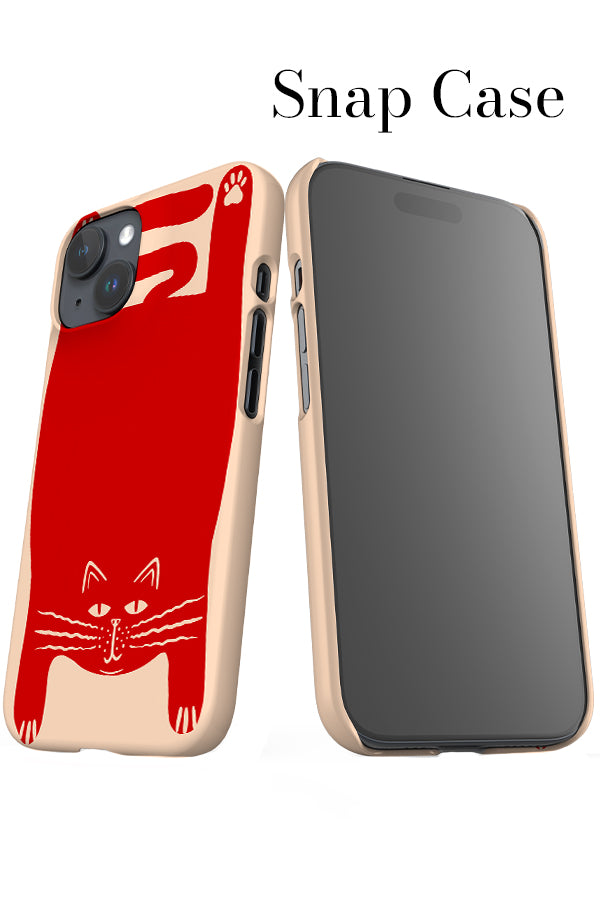 Cat iPhone Snap Phone Case (Off White & Red) | Harper & Blake
