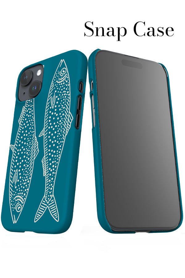 Line Art Fish iPhone Snap Phone Case (Blue & Beige) | Harper & Blake