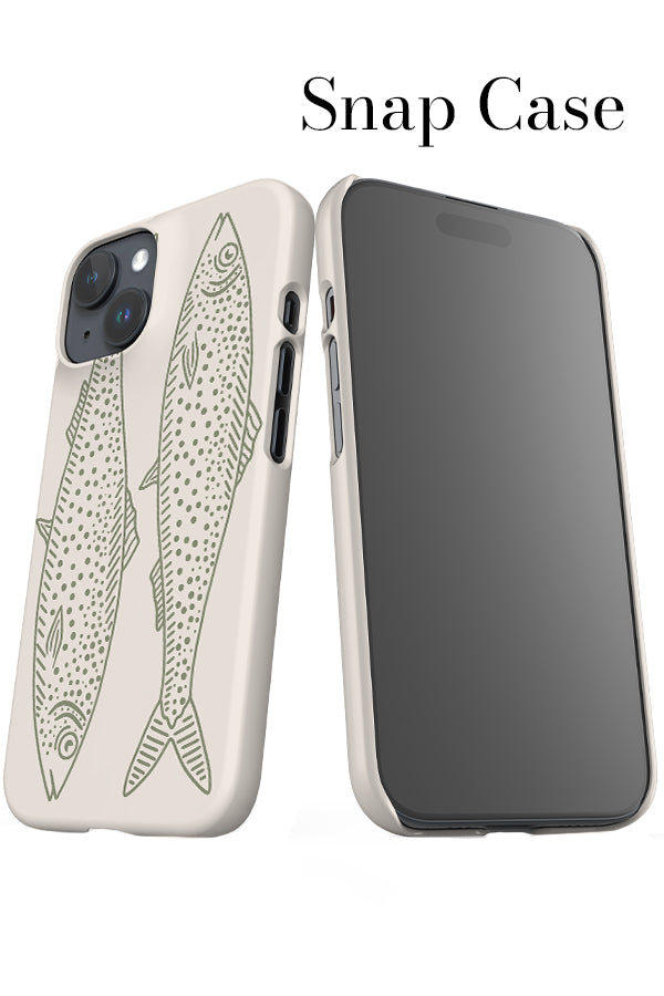 Line Art Fish iPhone Snap Phone Case (Linen Moss Green) | Harper & Blake
