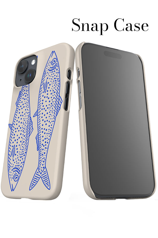 Line Art Fish iPhone Snap Phone Case (Off-White Blue) | Harper & Blake