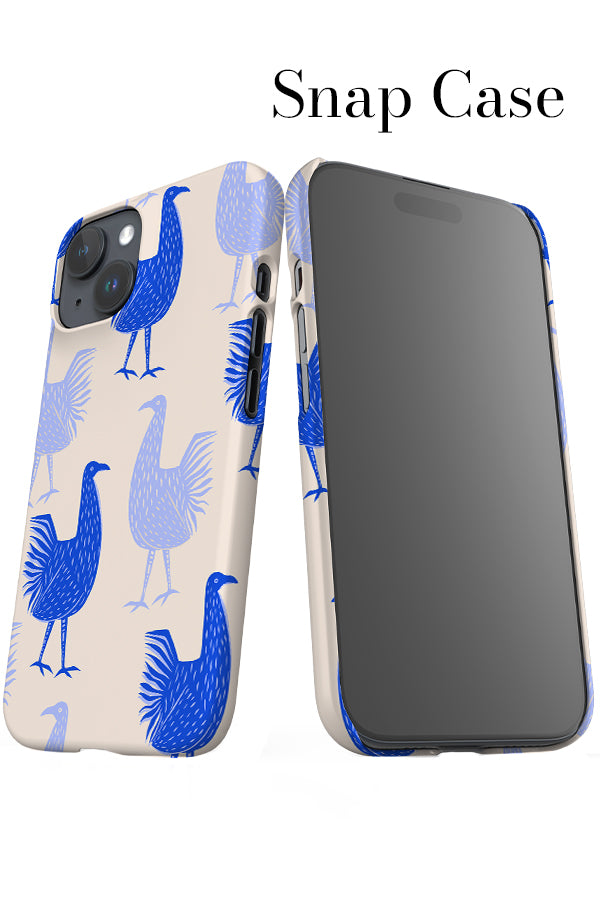 Jungle Chicken Scatter iPhone Snap Phone Case (Off-White & Blue) | Harper & Blake