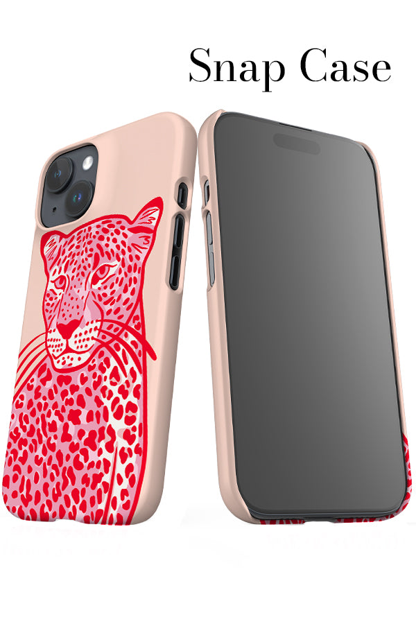 Leopard Up-Close iPhone Snap Phone Case (Pink Red) | Harper & Blake