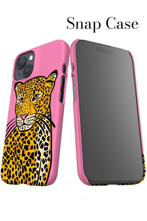 Leopard Up-Close iPhone Snap Phone Case (Pink Yellow) | Harper & Blake