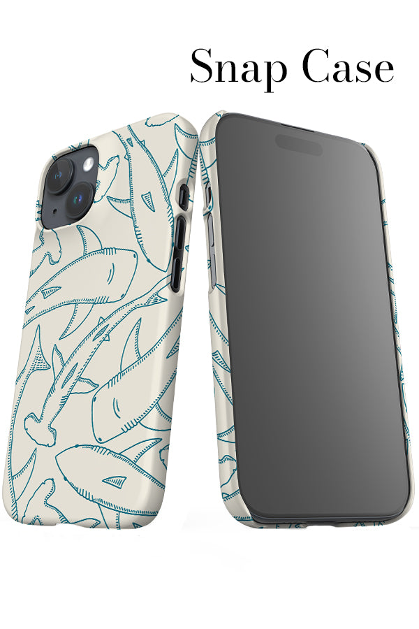 Line Art Shark iPhone Snap Phone Case (Beige Blue) | Harper & Blake