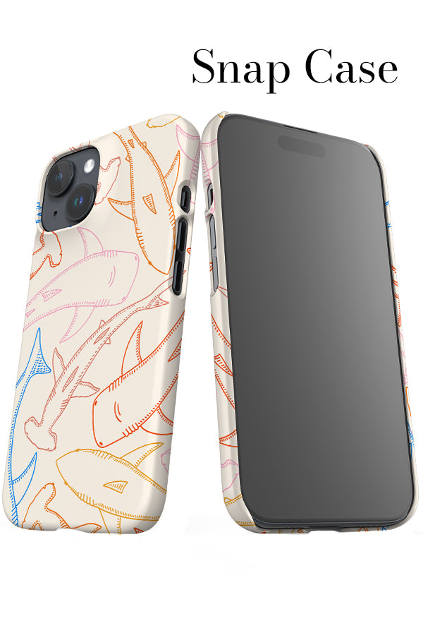 Line Art Shark iPhone Snap Phone Case (Bright) | Harper & Blake
