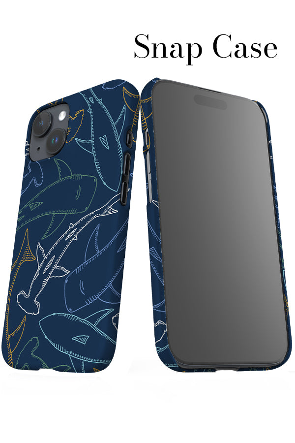 Line Art Shark iPhone Snap Phone Case (Navy Multi) | Harper & Blake