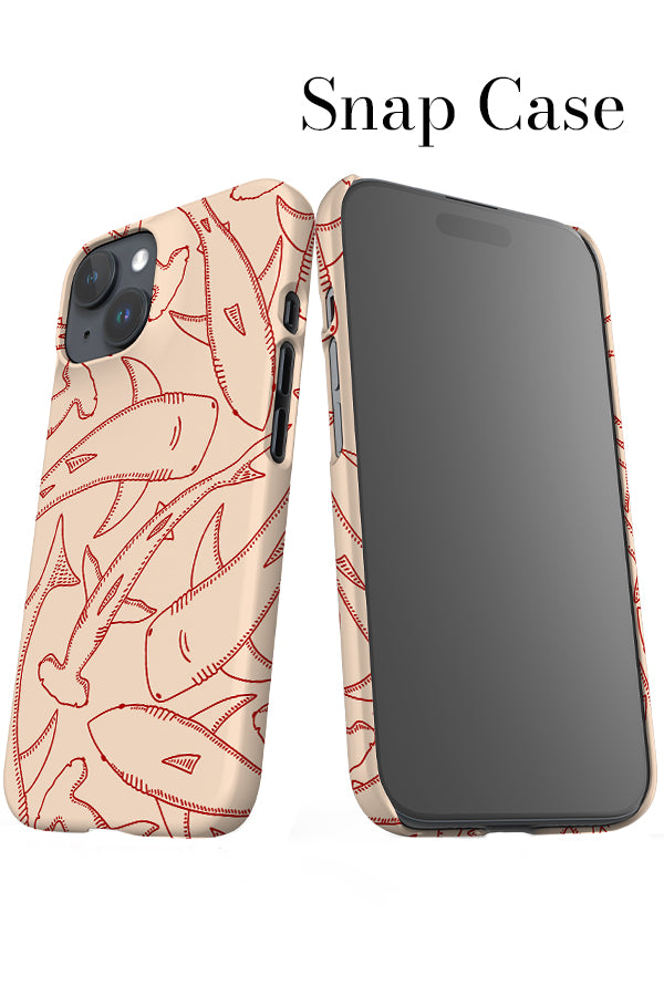 Line Art Shark iPhone Snap Phone Case (Red) | Harper & Blake