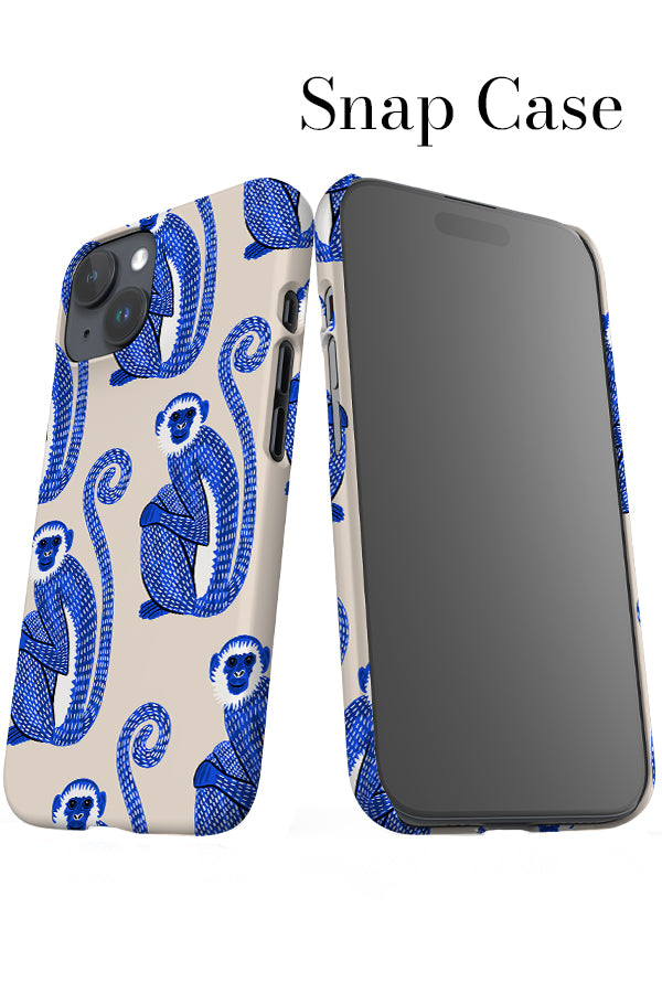 Monkey Scatter iPhone Snap Phone Case (Off-White & Blue) | Harper & Blake
