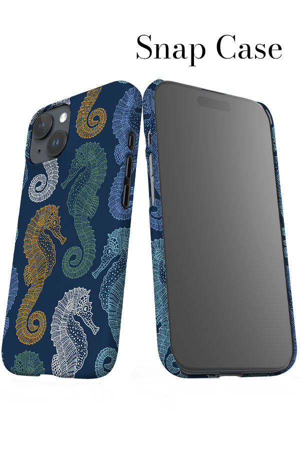 Seahorse Scatter iPhone Snap Phone Case (Navy Multi) | Harper & Blake