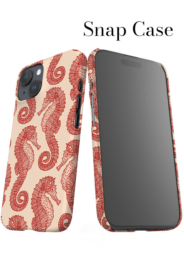 Seahorse Scatter iPhone Snap Phone Case (Red & White) | Harper & Blake