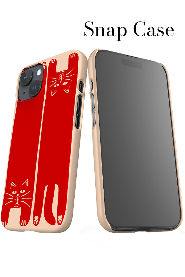 Two Cats iPhone Snap Phone Case (Off White & Red) | Harper & Blake