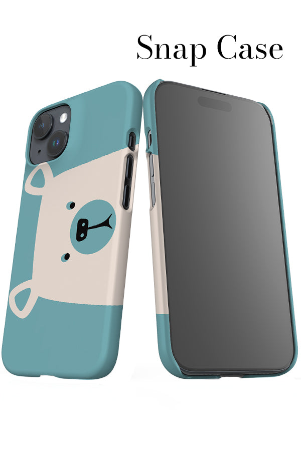 Up Close Bear iPhone Phone Case (Blue & White) | Harper & Blake