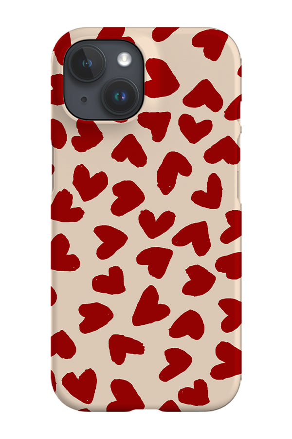 Big Hearts Phone Case (Beige Red) | Harper & Blake