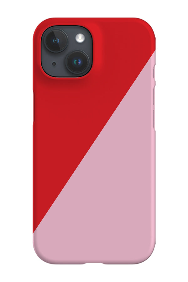 Colour Block Diagonal Phone Case (Pink Red)