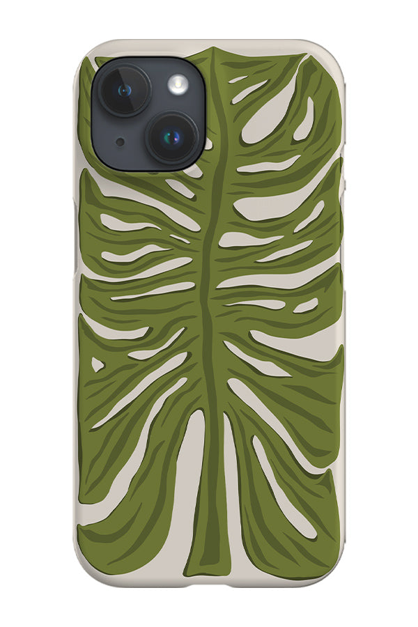 Detailed Monstera Phone Case (Off White)