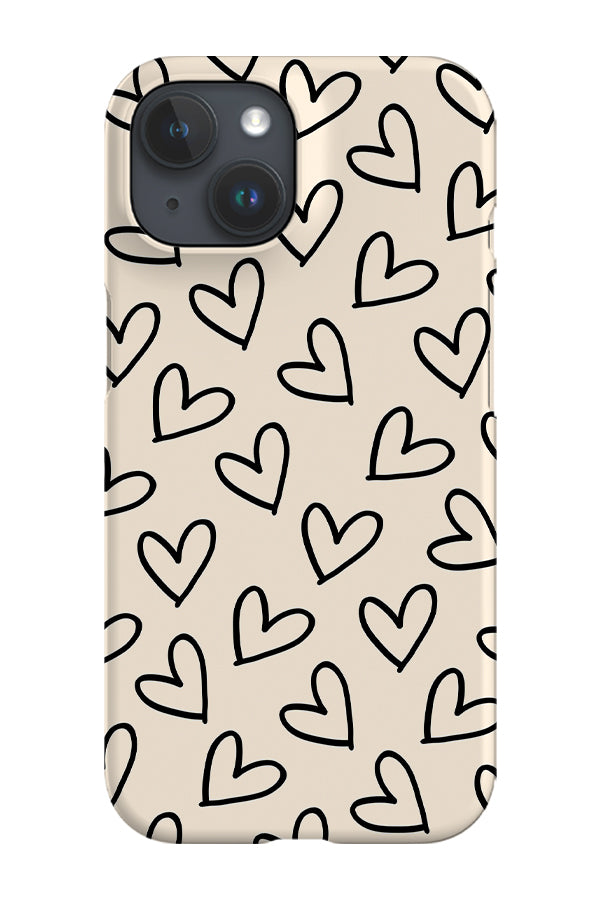 Doodle Line Art Hearts Phone Case (Cream) | Harper & Blake