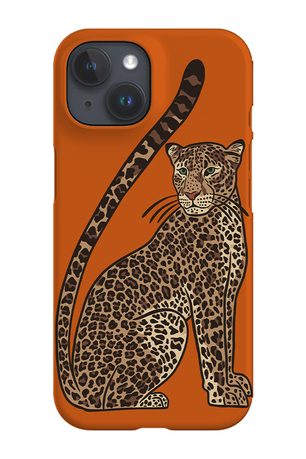 Leopard Sitting Phone Case (Orange)