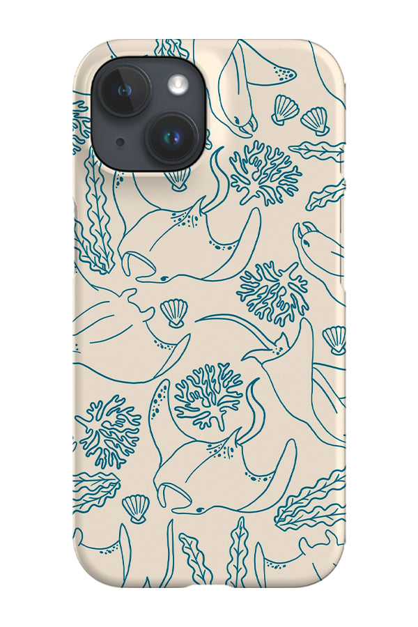 Manta Ray Line Art Coral Reef Phone Case (Beige Blue) | Harper & Blake