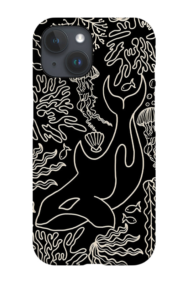 Orca Coral Reef Line Art Phone Case (Black) | Harper & Blake