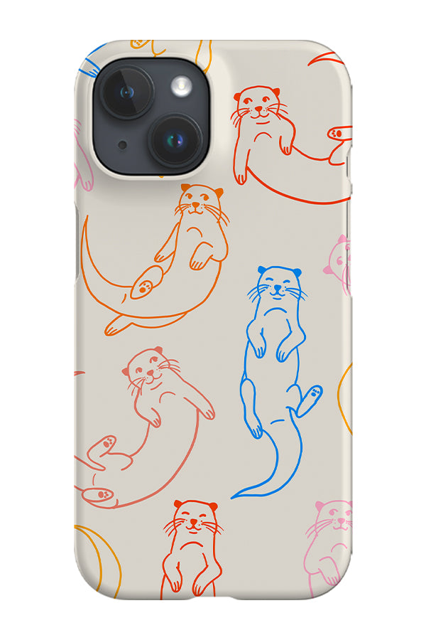 Otter Scatter Line Art Phone Case (Bright)