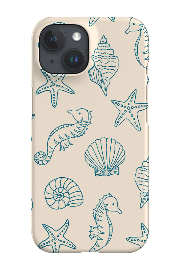 Seashell and Seahorses Phone Case (Beige Blue) | Harper & Blake