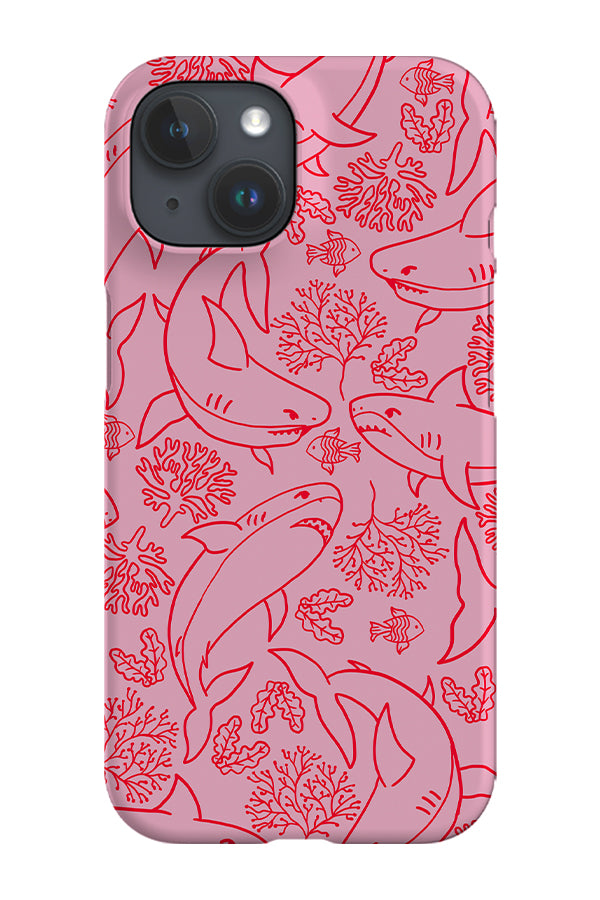 Shark Coral Reef Phone Case (Pink Red)